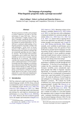 The language of prompting: What linguistic properties make a prompt
  successful?