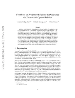 Conditions on Preference Relations that Guarantee the Existence of
  Optimal Policies