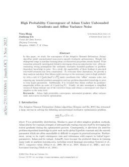High Probability Convergence of Adam Under Unbounded Gradients and
  Affine Variance Noise