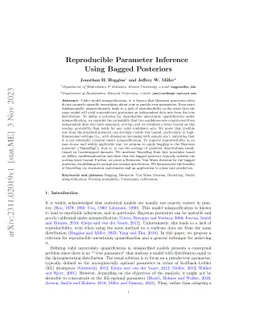 Reproducible Parameter Inference Using Bagged Posteriors