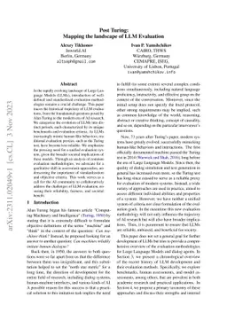 Post Turing: Mapping the landscape of LLM Evaluation