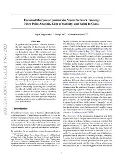 Universal Sharpness Dynamics in Neural Network Training: Fixed Point Analysis, Edge of Stability, and Route to Chaos