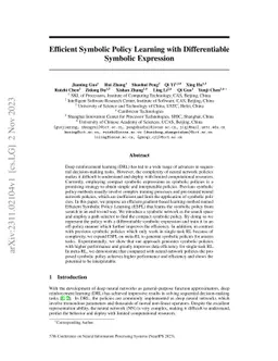 Efficient Symbolic Policy Learning with Differentiable Symbolic
  Expression