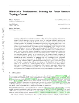 Hierarchical Reinforcement Learning for Power Network Topology Control
