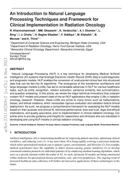 An Introduction to Natural Language Processing Techniques and Framework
  for Clinical Implementation in Radiation Oncology