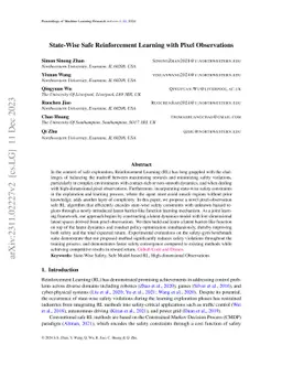 State-Wise Safe Reinforcement Learning With Pixel Observations