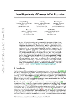 Equal Opportunity of Coverage in Fair Regression