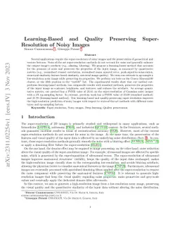 Learning-Based and Quality Preserving Super-Resolution of Noisy Images