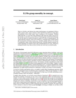 LLMs grasp morality in concept
