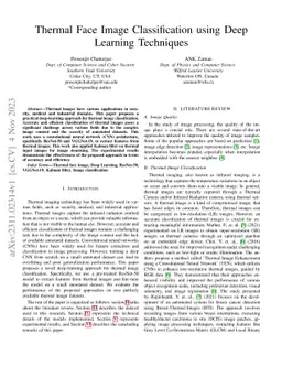 Thermal Face Image Classification using Deep Learning Techniques