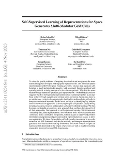 Self-Supervised Learning of Representations for Space Generates
  Multi-Modular Grid Cells