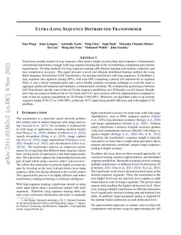 Ultra-Long Sequence Distributed Transformer