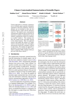 Citance-Contextualized Summarization of Scientific Papers