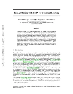 Task Arithmetic with LoRA for Continual Learning