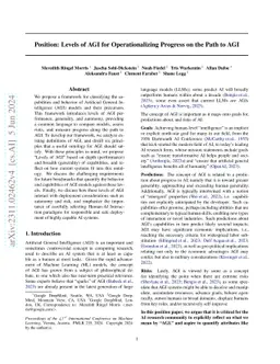Levels of AGI for Operationalizing Progress on the Path to AGI