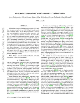 Generalized zero-shot audio-to-intent classification