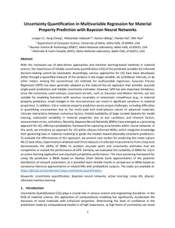 Uncertainty Quantification in Multivariable Regression for Material
  Property Prediction with Bayesian Neural Networks