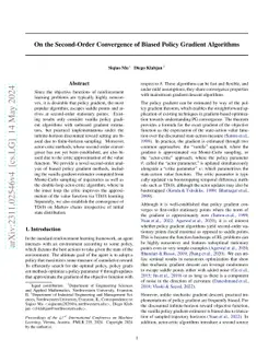 On the Second-Order Convergence of Biased Policy Gradient Algorithms