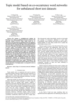 Topic model based on co-occurrence word networks for unbalanced short
  text datasets