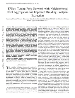 TFNet: Tuning Fork Network with Neighborhood Pixel Aggregation for
  Improved Building Footprint Extraction