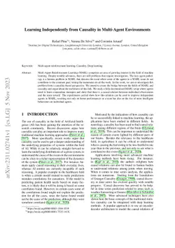 Learning Independently from Causality in Multi-Agent Environments