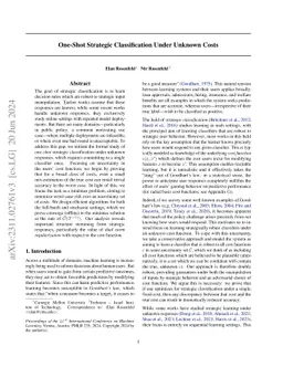 One-Shot Strategic Classification Under Unknown Costs