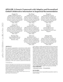 APGL4SR: A Generic Framework with Adaptive and Personalized Global
  Collaborative Information in Sequential Recommendation