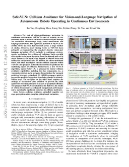 Safe-VLN: Collision Avoidance for Vision-and-Language Navigation of
  Autonomous Robots Operating in Continuous Environments