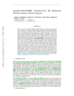 InstructPix2NeRF: Instructed 3D Portrait Editing from a Single Image