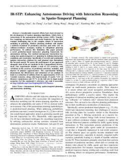 IR-STP: Enhancing Autonomous Driving with Interaction Reasoning in
  Spatio-Temporal Planning