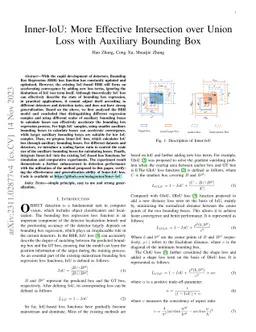 Inner-IoU: More Effective Intersection over Union Loss with Auxiliary
  Bounding Box