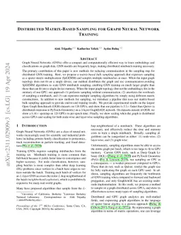 Distributed Matrix-Based Sampling for Graph Neural Network Training