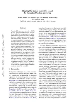 Adapting Pre-trained Generative Models for Extractive Question Answering