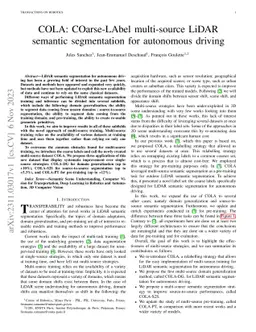 COLA: COarse-LAbel multi-source LiDAR semantic segmentation for autonomous driving
