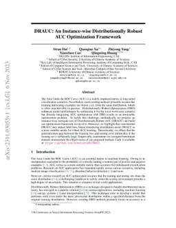 DRAUC: An Instance-wise Distributionally Robust AUC Optimization
  Framework