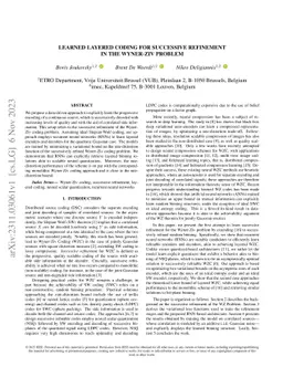 Learned layered coding for Successive Refinement in the Wyner-Ziv
  Problem