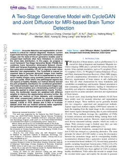 A Two-Stage Generative Model with CycleGAN and Joint Diffusion for
  MRI-based Brain Tumor Detection