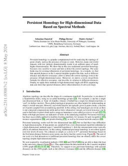 Persistent Homology for High-dimensional Data Based on Spectral Methods