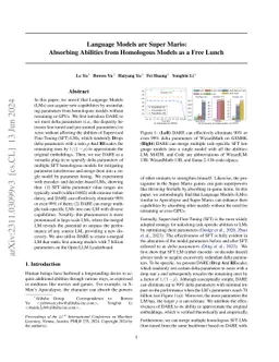 Language Models are Super Mario: Absorbing Abilities from Homologous
  Models as a Free Lunch