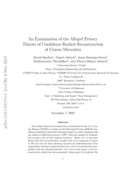 An Examination of the Alleged Privacy Threats of Confidence-Ranked
  Reconstruction of Census Microdata