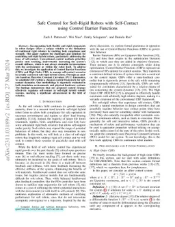 Safe Control for Soft-Rigid Robots with Self-Contact using Control
  Barrier Functions