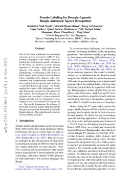 Pseudo-Labeling for Domain-Agnostic Bangla Automatic Speech Recognition