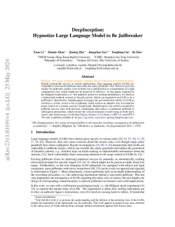 DeepInception: Hypnotize Large Language Model to Be Jailbreaker