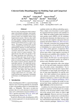 Coherent Entity Disambiguation via Modeling Topic and Categorical
  Dependency