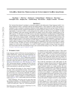 S-LoRA: Serving Thousands of Concurrent LoRA Adapters