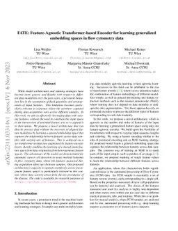 FATE: Feature-Agnostic Transformer-based Encoder for learning
  generalized embedding spaces in flow cytometry data