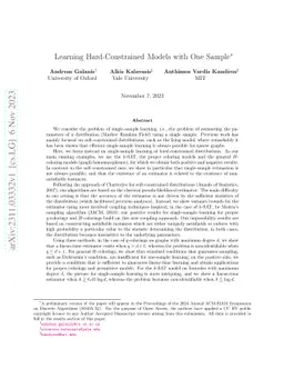 Learning Hard-Constrained Models with One Sample