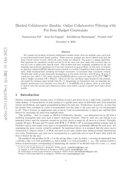 Blocked Collaborative Bandits: Online Collaborative Filtering with
  Per-Item Budget Constraints
