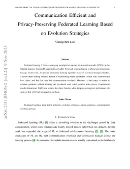 Communication Efficient and Privacy-Preserving Federated Learning Based
  on Evolution Strategies