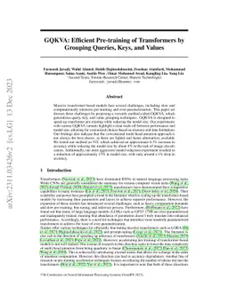 GQKVA: Efficient Pre-training of Transformers by Grouping Queries, Keys, and Values
